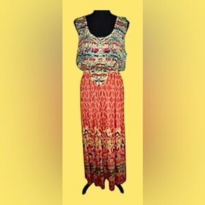 🧡STUNNING MAXI DRESS! STYLE & CO! VIBRANT SUMMER COLORS! BOHO! SUMMER!